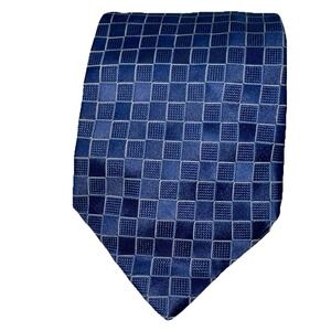 Ermenegildo Zegna Blue Geometric Square Silk Made in Italy Neck Tie 58"x3.75